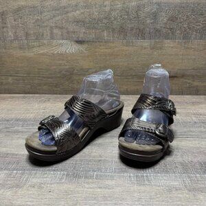 Dansko Sophie Double Strap Brown Metallic Leather Sandals Women's Size EU 39